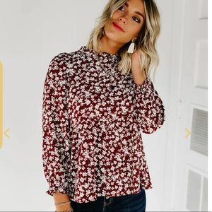 Mod Boutique Zoey Ruffle Neck top. Size small. Brand new in original packaging